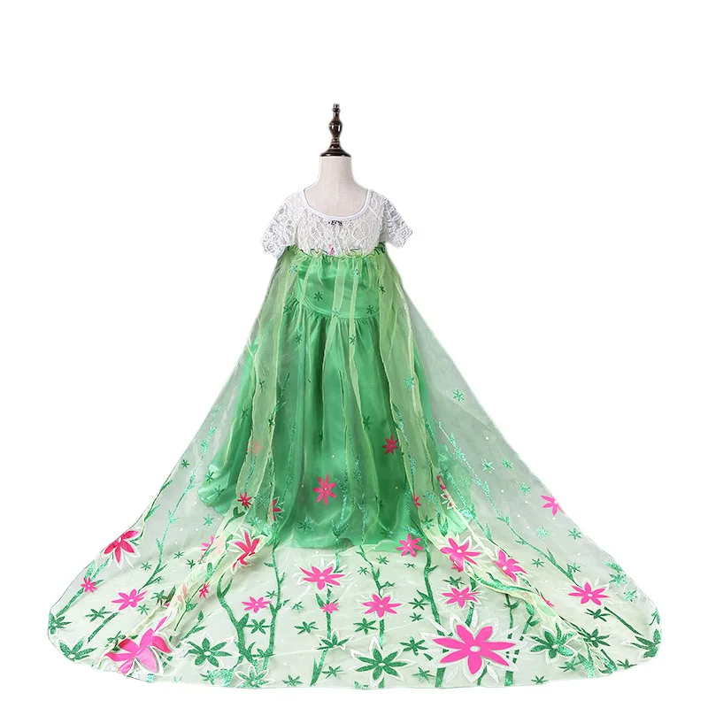 Frozen Fever Elsa And Anna Cosplay Costume Girls Birthday Surprise Present New Year Clothes Children Princess Party Outfits images - 6