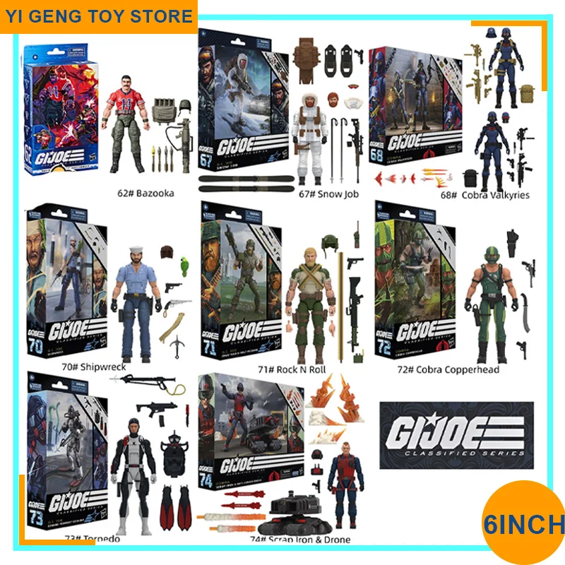 

6 Inch Original G.I.Joe Classified Series Rock N Roll Copperhead Shipwreck Scrap-Iron Snow Job Cobra Valkyries Action Figure Toy