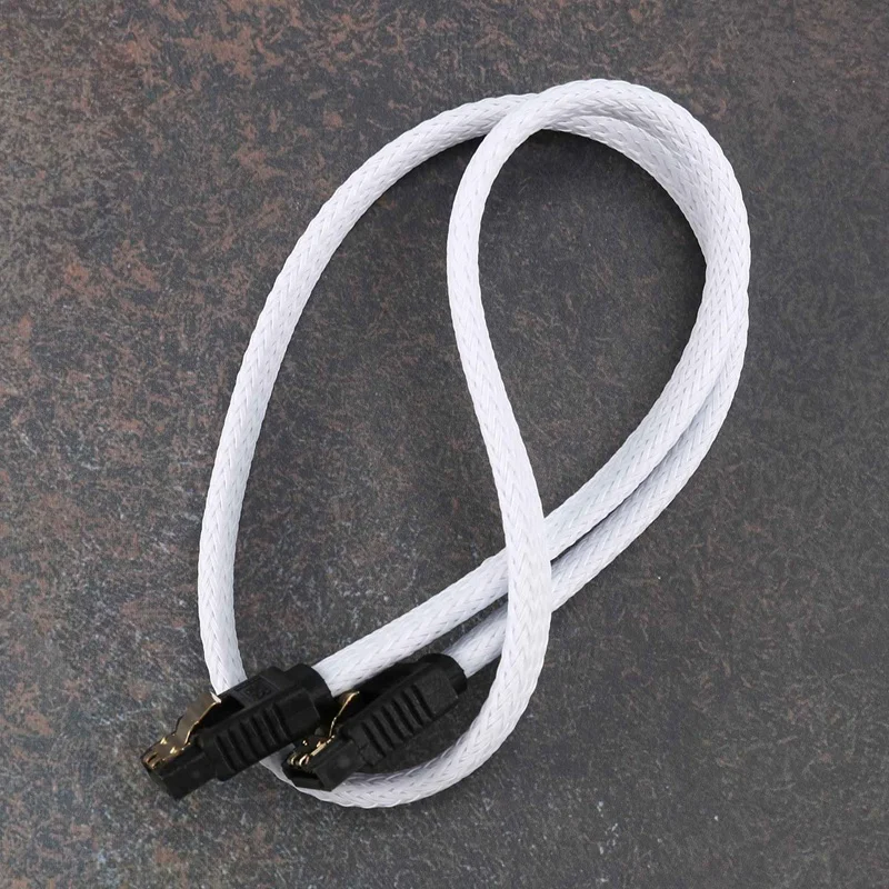 

20X 50CM SATA 3.0 III SATA3 7Pin Data Cable 6Gb/S SSD Cables HDD Cord With Nylon Sleeved Premium Version(White)