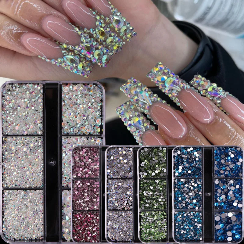 

Стразы 3D разных размеров для дизайна ногтей из кристаллов, 1426 шт., прозрачные, красные, синие, прозрачные, с плоским дном, стеклянные алмазные...