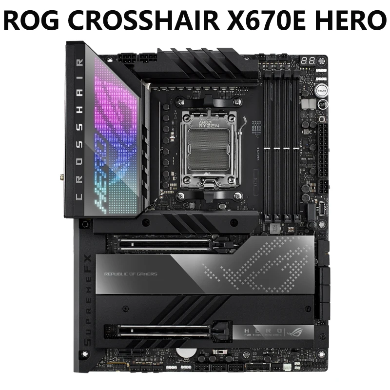 

ASUS ROG CROSSHAIR X670E HERO WiFi 6E Socket AM5 LGA 1718 AMD Ryzen 7000 Gaming Motherboard, 18+2 Power Stages, PCIe 5.0, DDR5