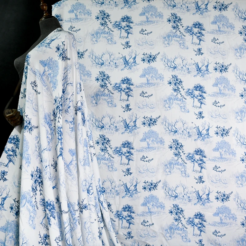 

Custom Printed Silk Fabric 138cm Width 22 Momme Exquisite Gloss Soft Cloth For cheongsam Hanfu Dress Diy Sewing