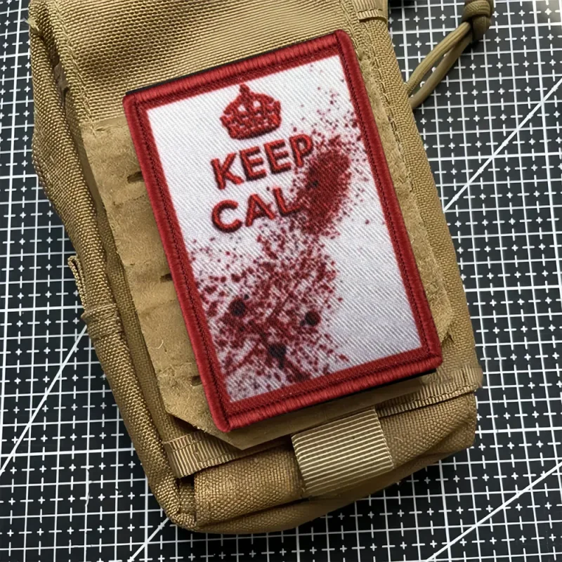 Фото KEEP CALM тактическая нашивка с принтом, пятна крови, нашивки на липучке, военные нашивки на липучке, армейский значок времен Второй мировой войны, боевой значок, повязка на руку, наклейки на рюкзак №3