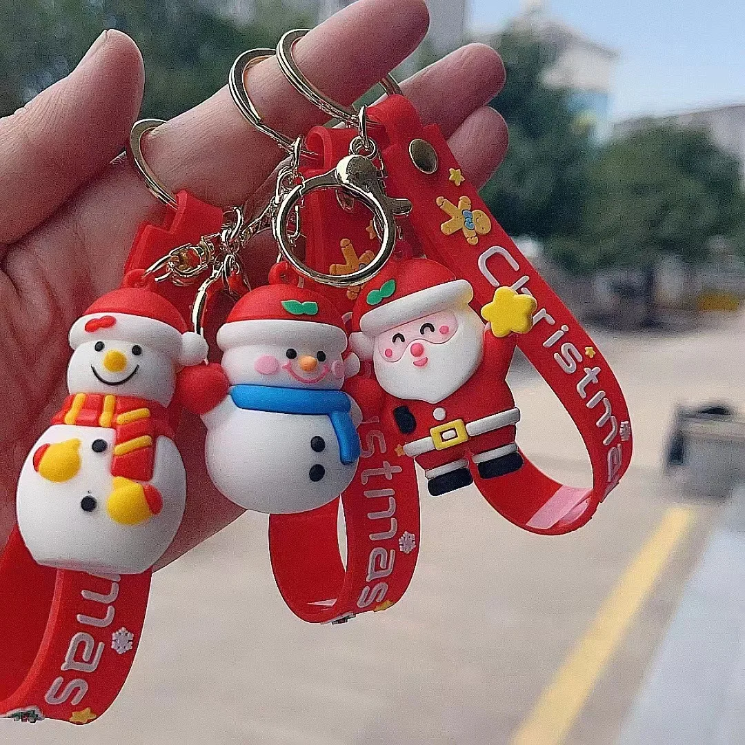 

Creative Christmas Keychain Cute Santa Moose Snowman Keyring Man Car Keychains Women Bag Pendant Couple Key Chain