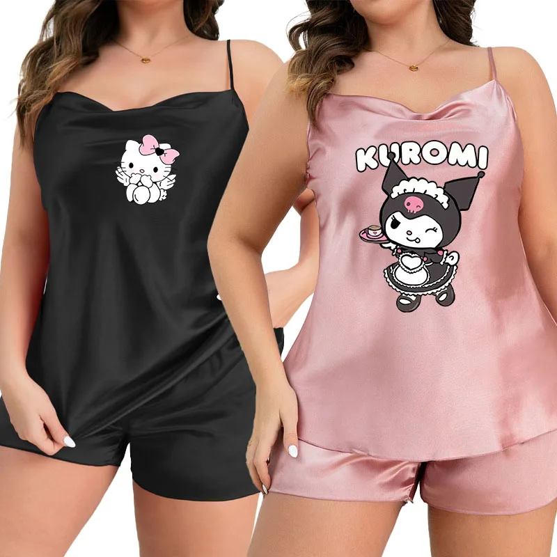 

Свободная Домашняя одежда большого размера с мультяшным принтом Hellokitty Kuromi костюм с подтяжками шорты Удобная женская одежда