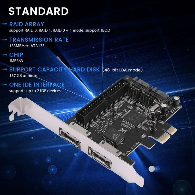 PCI-SATA контроллер PCI-Ide PCI-E к 2Sata IDE Jmb363 карта дискового массива Экспресс адаптер