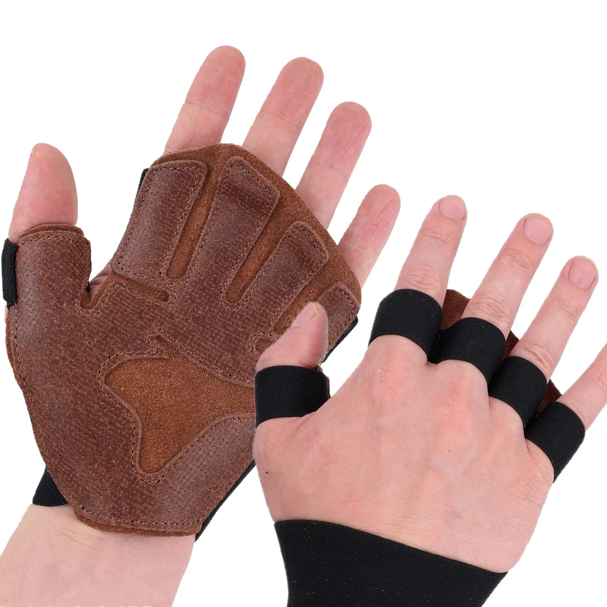 Кожаные перчатки для тяжелой атлетики, тренировок в тренажерном зале, полная защита ладоней для мужчин и женщин, тренажер для тяжелой атлетики Кожаные перчатки для тяжелой атлетики, тренировок в тренажерном зале, полная защита ладоней для мужчин и женщин, тренажер для тяжелой атлетики
