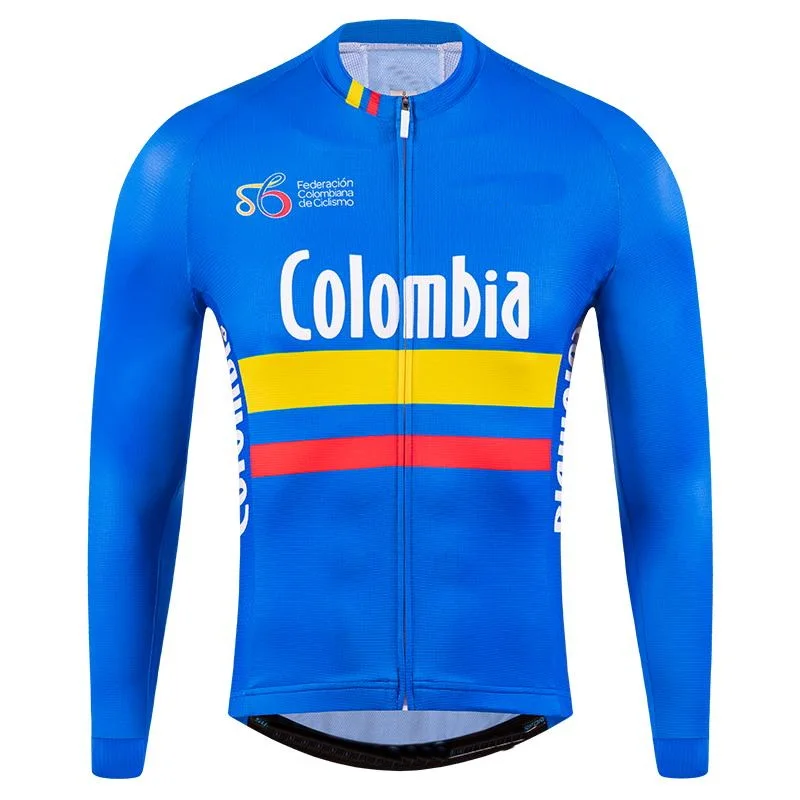 

WINTER FLEECE THERMAL Long Cycling Jersey 2021 COLOMBIA NATIONAL TEAM Mtb Long Sleeve Men Bike Wear Clothing