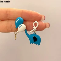 2022new creative asymmetrical baby elephant earrings fun cartoon design sensible earrings soft cute ear clip accessories jewelry