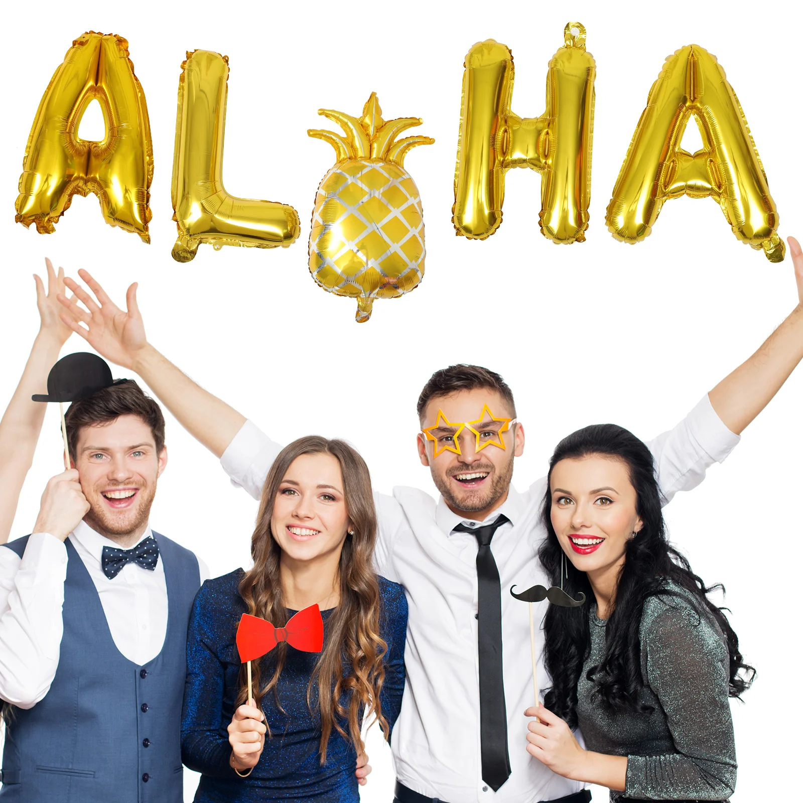 

2 Sets of Aloha Balloons Pineapple Balloons ALOHA Banner Balloons Pendant