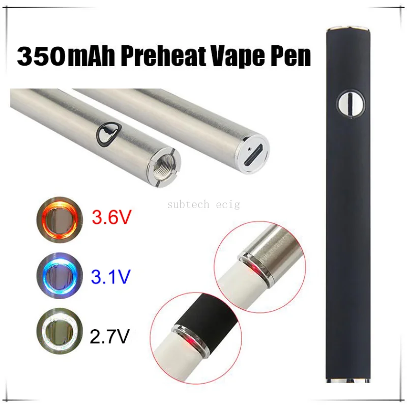 

E Cigarette 350mAh Preheat Battery Charge with USB 510 Vape Pen Variable Voltage Bottom for Thick Oil Cart Cartridges Vaporizer