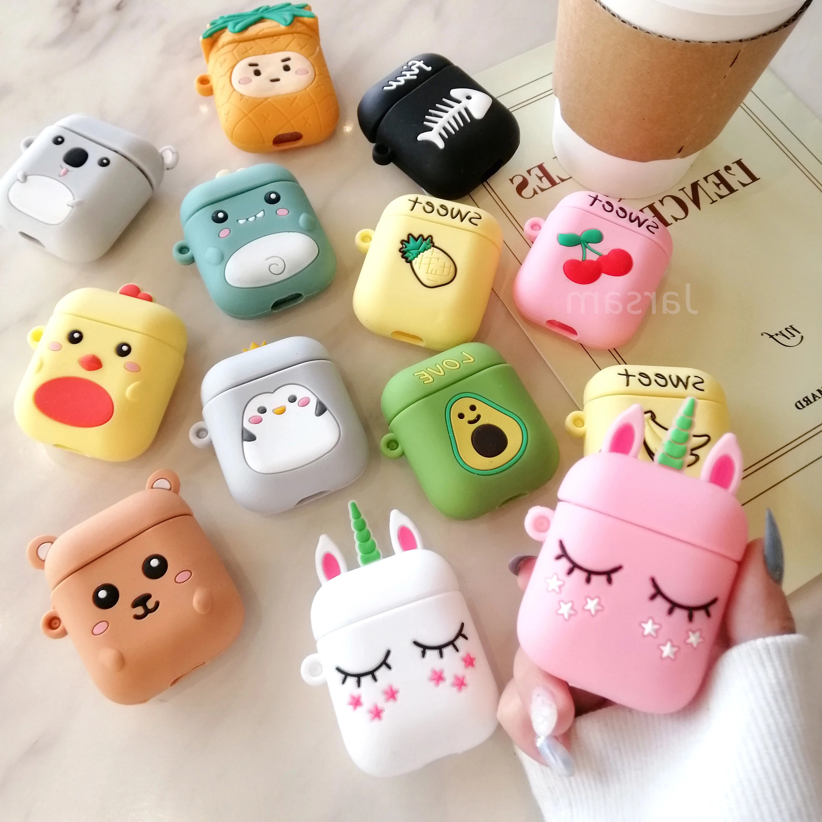 

Cute Wireless Earphone Case For AirPods 2 case Silicone Charging Headphones Case for airpods case Protective Cover accessories