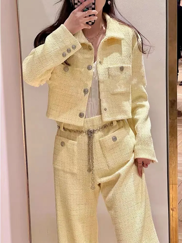 

Women's Coat Plaid Turn Down Collar Single Breasted Long Sleeve Pockets Office Lady Jacket