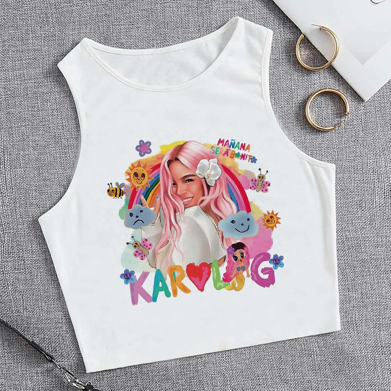 ed jutro będzie ładnie koszulka graficzna Karol G Heart Crop Tops Women Manana Sera Bonito Cropped Tee Shirt Funny Y2k TShirt Kobieta