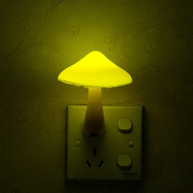 

EU US Plug LED Night Light Mushroom Wall Socket Lights Lamp for Bedroom Home Decoration Light-controlled Sensor Lamp Lava Lamp