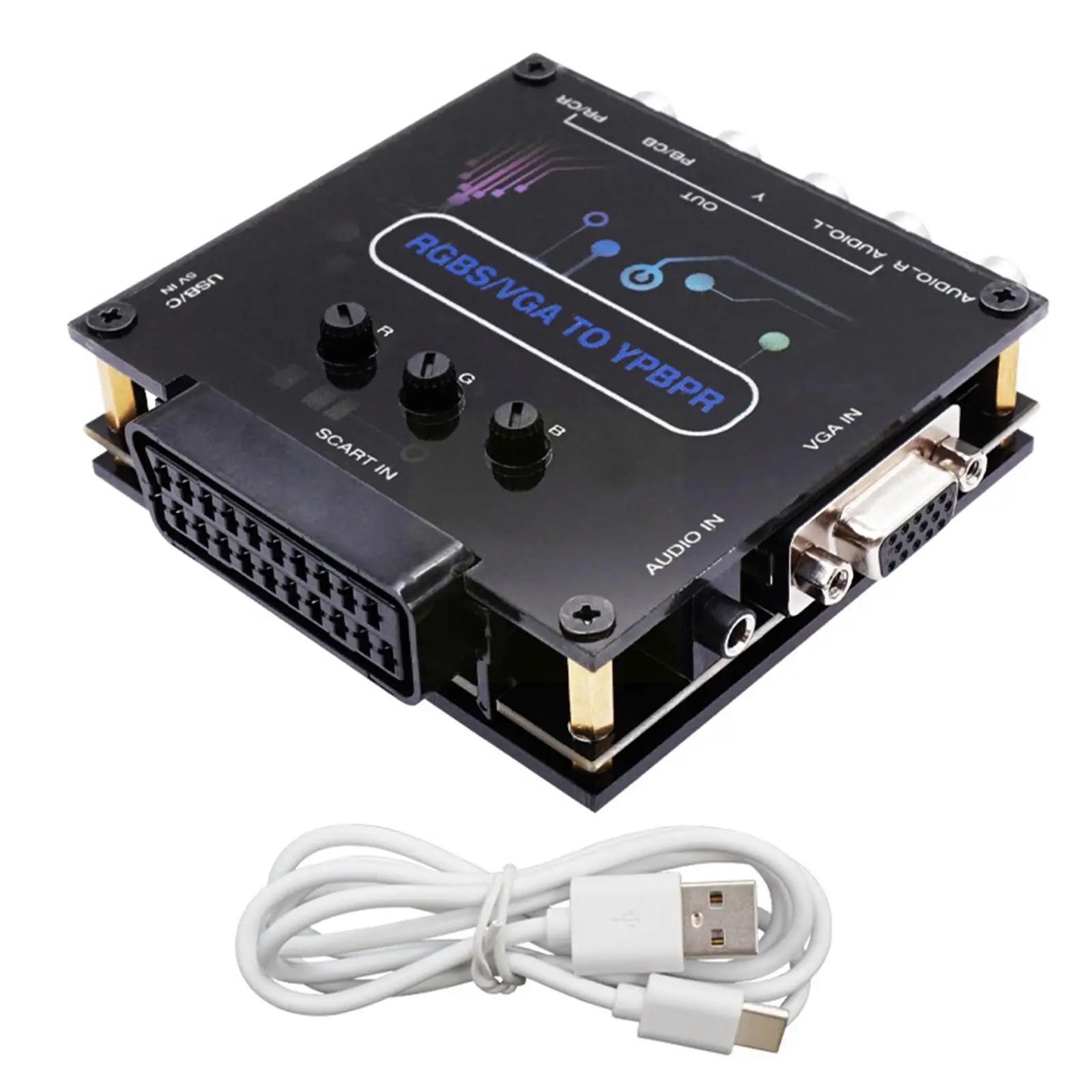 

Mini RGBS VGA SCART to YPBPR Composite Video Audio 576i 480p 576p Support 720p 1080i 1080p Converter Signals Adapter 480i G8W2