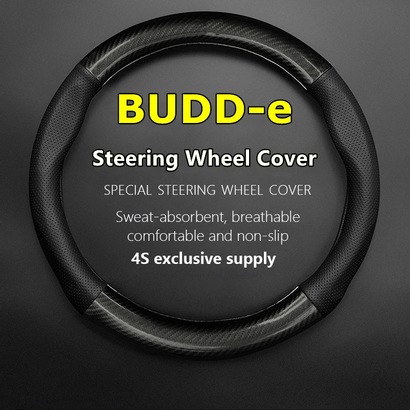 

PU Microfiber For VW Volkswagen BUDD-e Steering Wheel Cover Genuine Leather Carbon Fiber