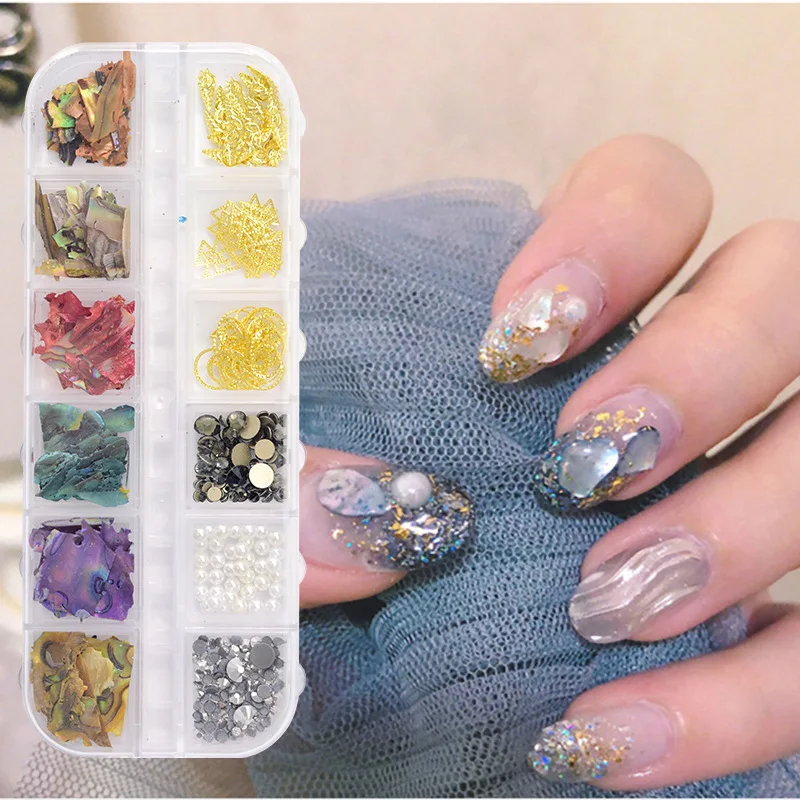 

Nail Art Abalone Shell Fragments Texture Natural Sea Shell Nail Charm Decoration Slice DIY Beauty Salon Tools Nails Accesories