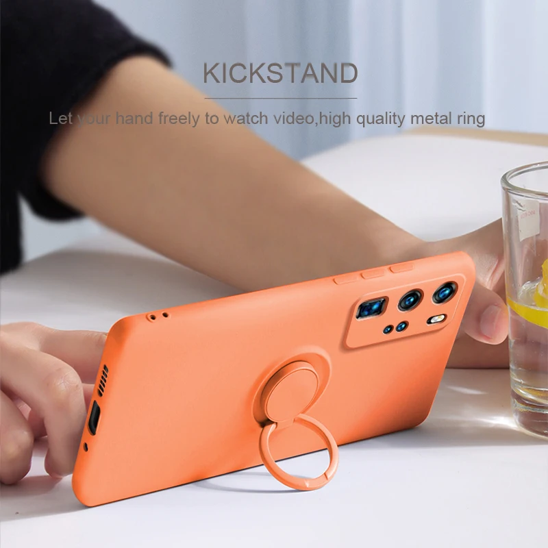Luxury Magnetic Silicone Case For Huawei P30 P20 Pro P30Pro P20Pro P40 Nova 5T Mate Honor 20 Cover With Ring Holder Stand P 30 A