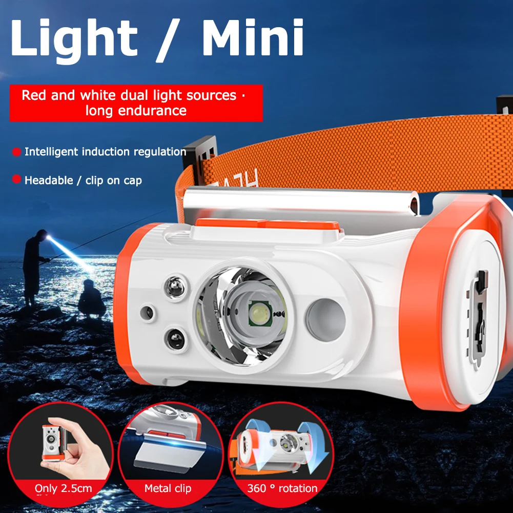 

LED Headlamp Fishing Headlight Motion Sensor Super Bright Camping Light Outdoor Hiking Head-mounted Torch Flashlight Lantern