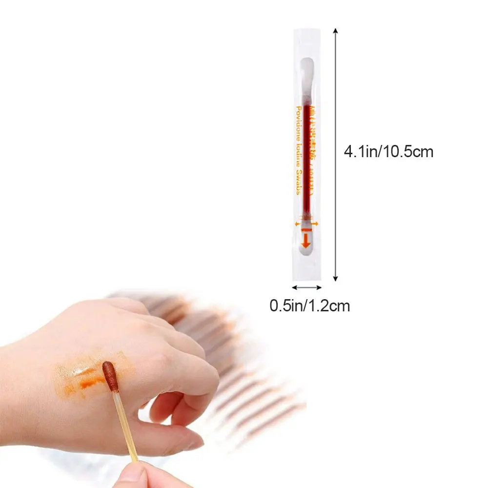 50 шт./лот одноразовые медицинские йодные ватные палочки дезинфицированные йод