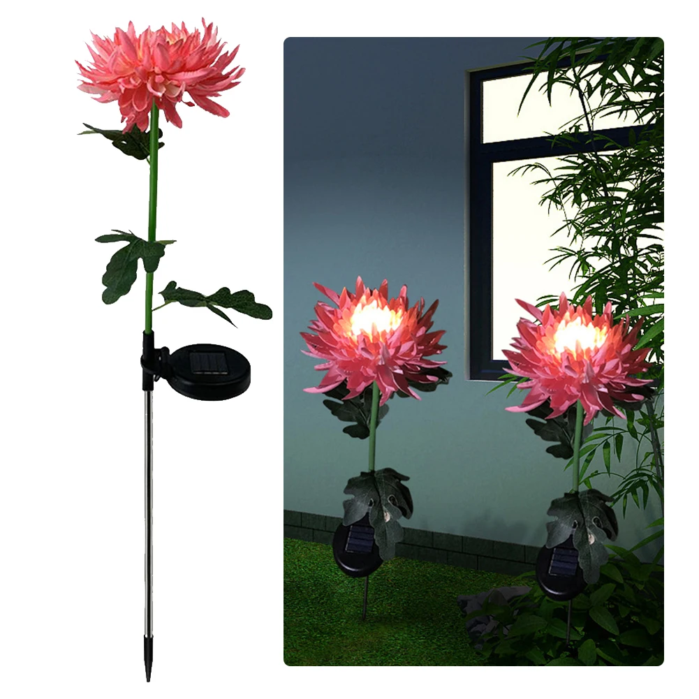 1pc LED Solar Light Artificial Chrysanthemum Simulation Flower Outdoor Waterproof Garden Lawn Stakes Lamps Yard Art for Home |