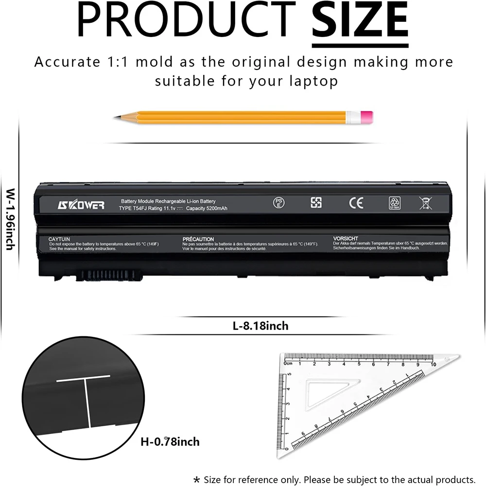 SKOWER 5200 мАч T54FJ Аккумулятор для ноутбука Dell Inspiron 4420 5425 7520 M421R Latitude E5420 E5520 E5430 E5530 E6420 E6520 E6530 (art.: 3920d0f2fca67) - 3920d0f2fca67
