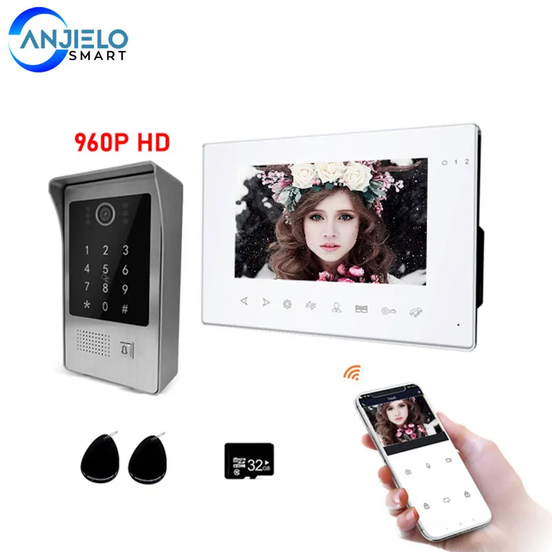 

7 Inch Tuya Wireless Wifi 960P Video Intercom for Home Video Doorbell Password Unlock Touch Screen Wifi Intercom System