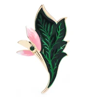 wulibaby enamel leaf flower brooches for women unisex 2 color retro flower party office brooch pin gifts