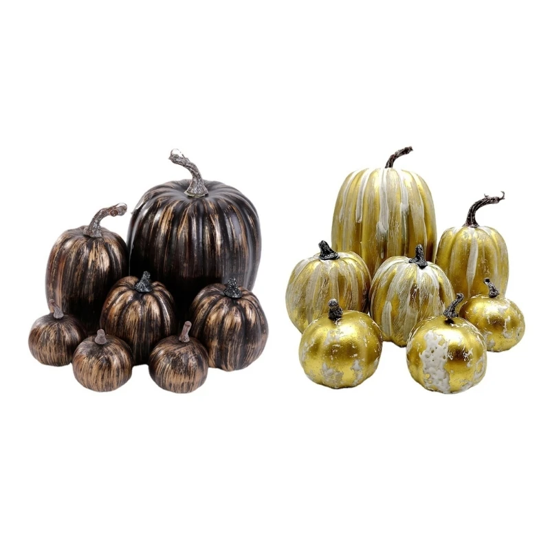 

2022 новый набор искусственных украшений в виде тыквы на Хэллоуин, 7 креативных художественных статуй, настольные поделки для дома, праздника,...