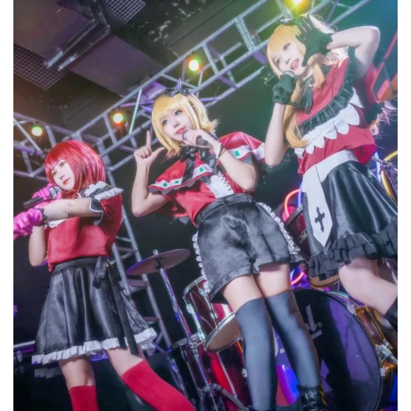Фото Костюм для косплея Euro 7 Cos B-Komachi Idol Trio OSHI NO KO Ruby Kana MEM-cho, сценическое платье, полный комплект, красный, зеленый, желтый, для женщин 【【【2】】】】 №3