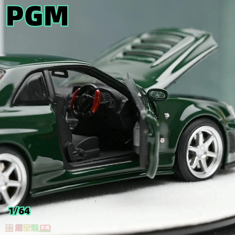 Фото Миниатюрная модель автомобиля PGM 1:64 GTR R34 Z Tune, темно-зеленая, коллекционная, для взрослых, предмет декора, подарок для мальчика №2