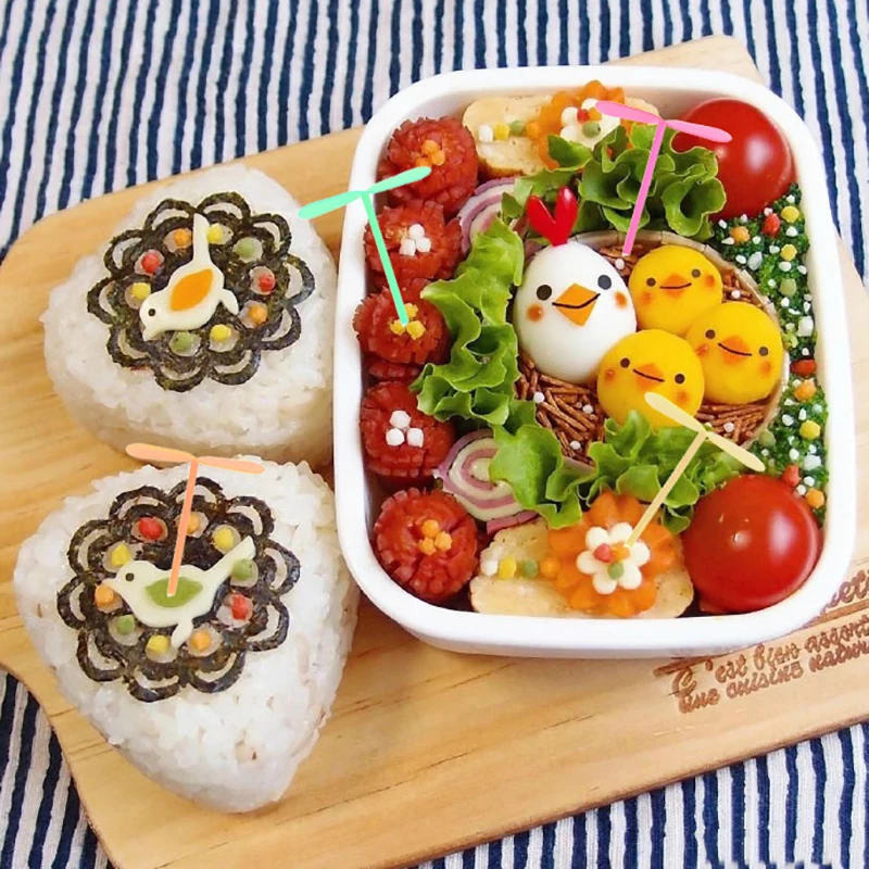 

20 шт. инструменты для украшения Bento, Ланч-бокс для еды, Бамбуковая стрекоза, буфет, сэндвич-топперы, декор для мини-украшения