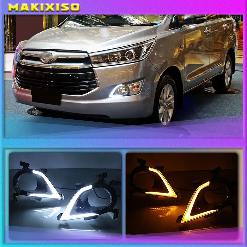 2pcs For Toyota Innova 2016 2017,Turning Yellow Signal Style Relay Waterproof ABS Car DRL LED Daytime Running Light Daylight