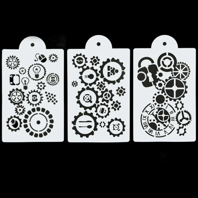 

Kawaii Gear Stencils DIY Layering Wall Scrapbooking Journal Stamp Coloring Embossing Album Decorative Painting Template Reusable