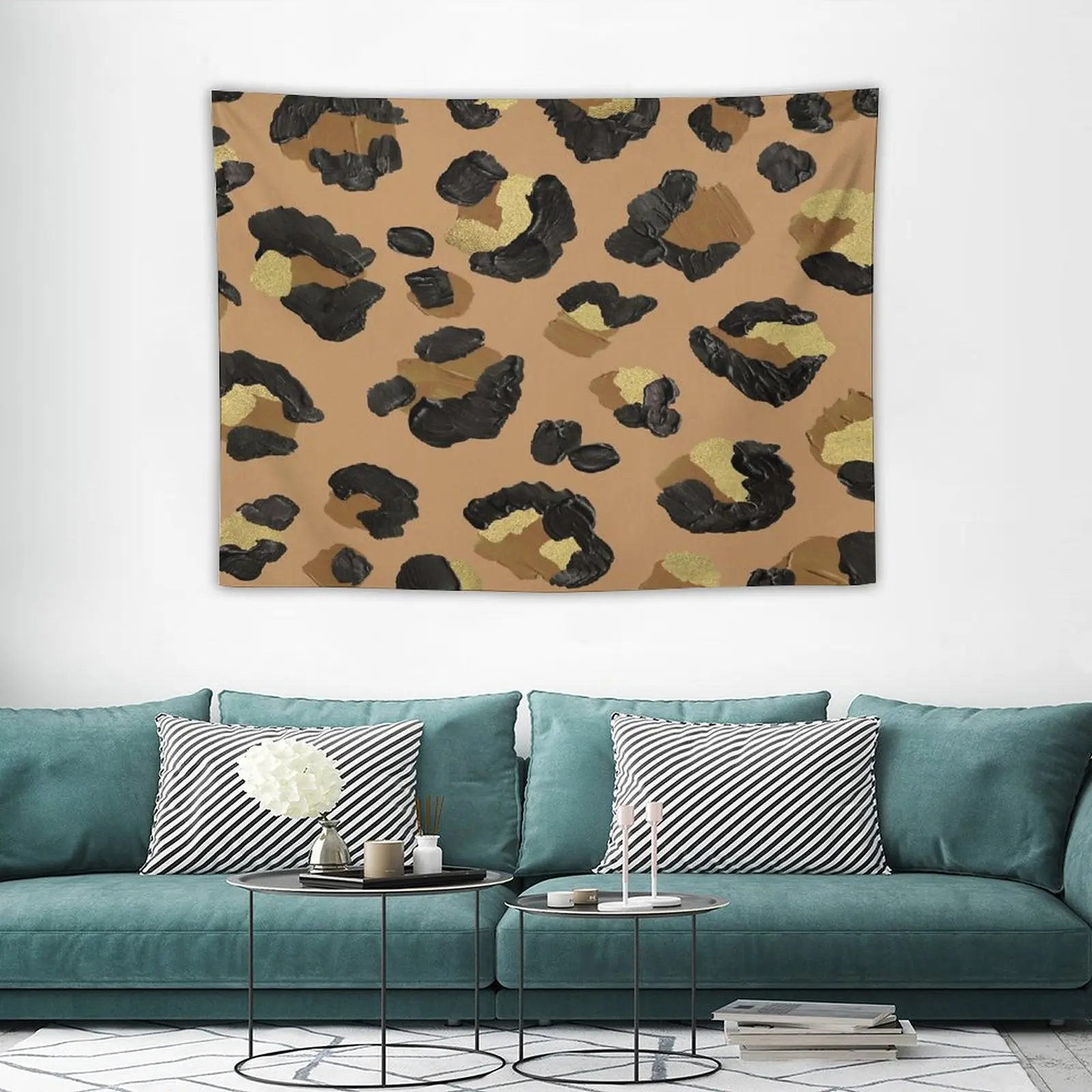 

Комнатный искусственный Леопардовый принт из аниме-нейтральная и Золотая палитра, гобелен, забавное украшение для корейской комнаты