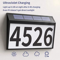 led solar power number sign light house hotel door address plaque number digits plate lampes outdoor wall solar led light