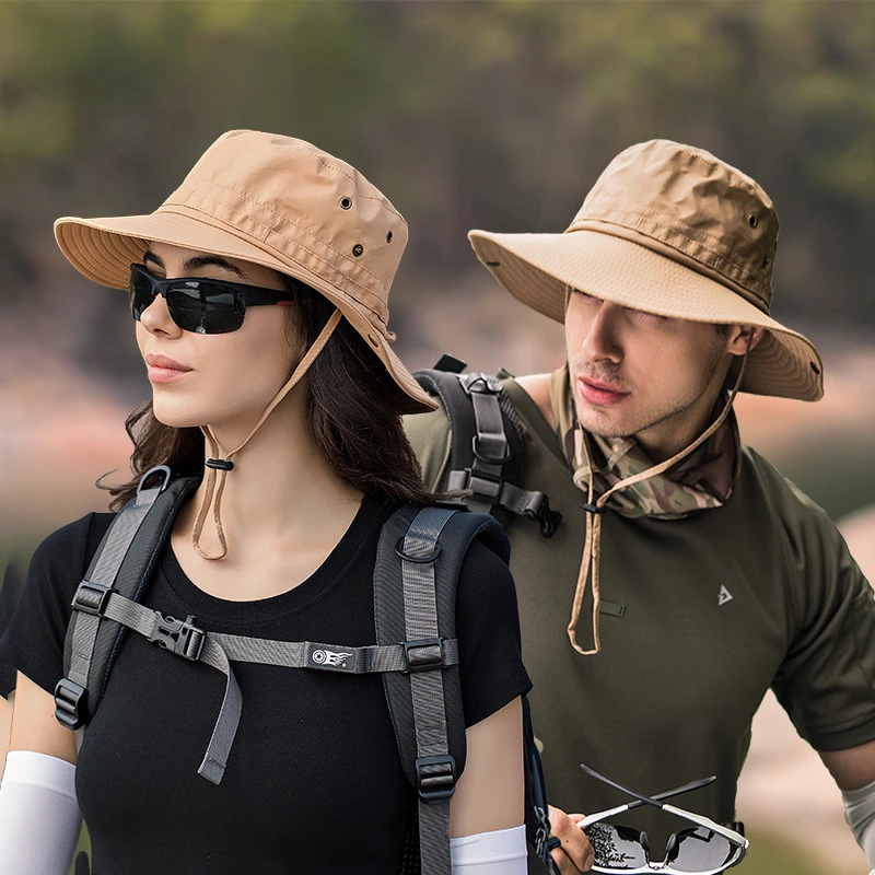 

Outdoor Sun Hat for Men Summer Quick Drying Breathable Short Brim Bucket Hat Women Hiking Fishing Cap Couples set tactical hat