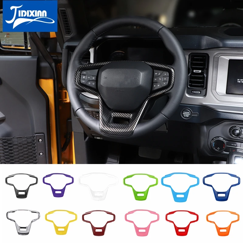 

JIDIXIAN ABS Car Steering Wheel Panel Decoration Cover Stickers for Ford Bronco 2021 2022 Interior Accessories