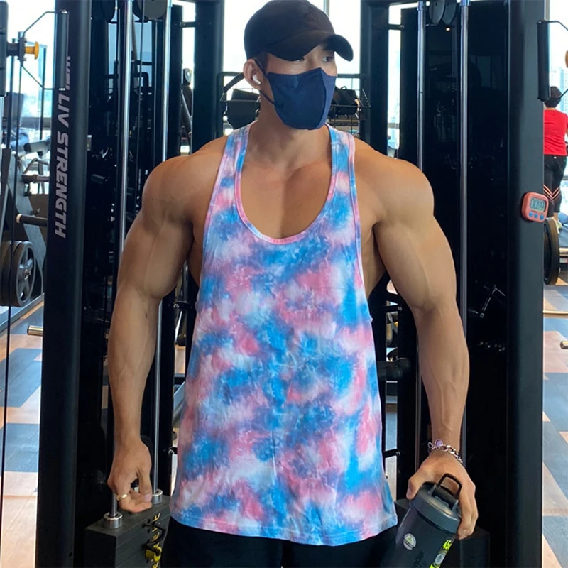 Camo Gym Stringer майка мужская сетчатая одежда для фитнеса и бодибилдинга Tanktop летняя