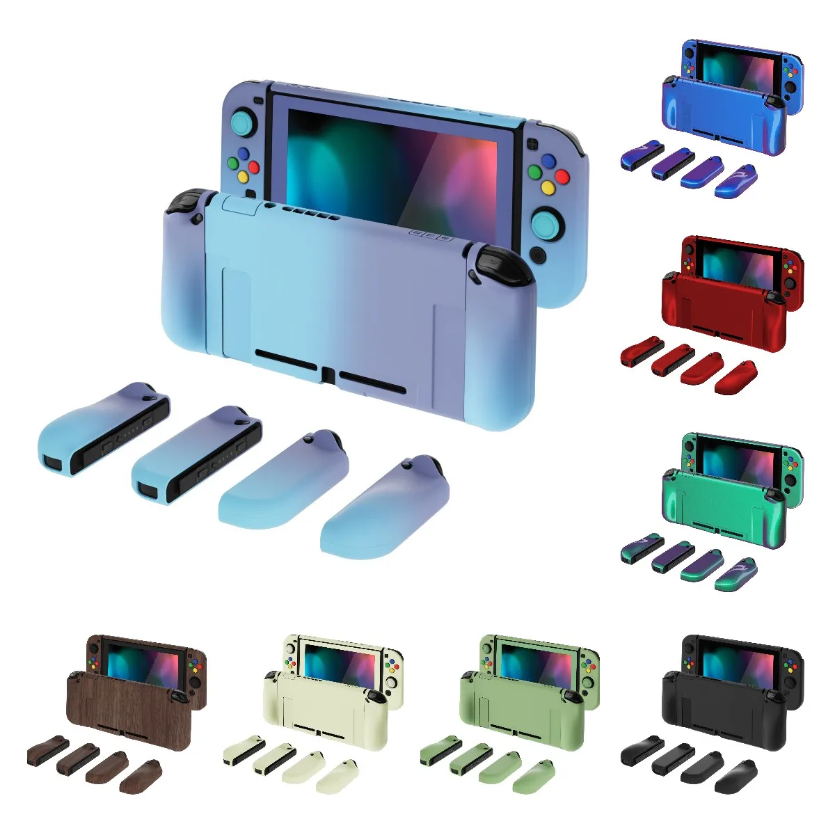 

PlayVital AlterGrips Dockable Protective Case Ergonomic Grip Case for Nintendo Switch, Shell With Screen Protector & Thumb Grips