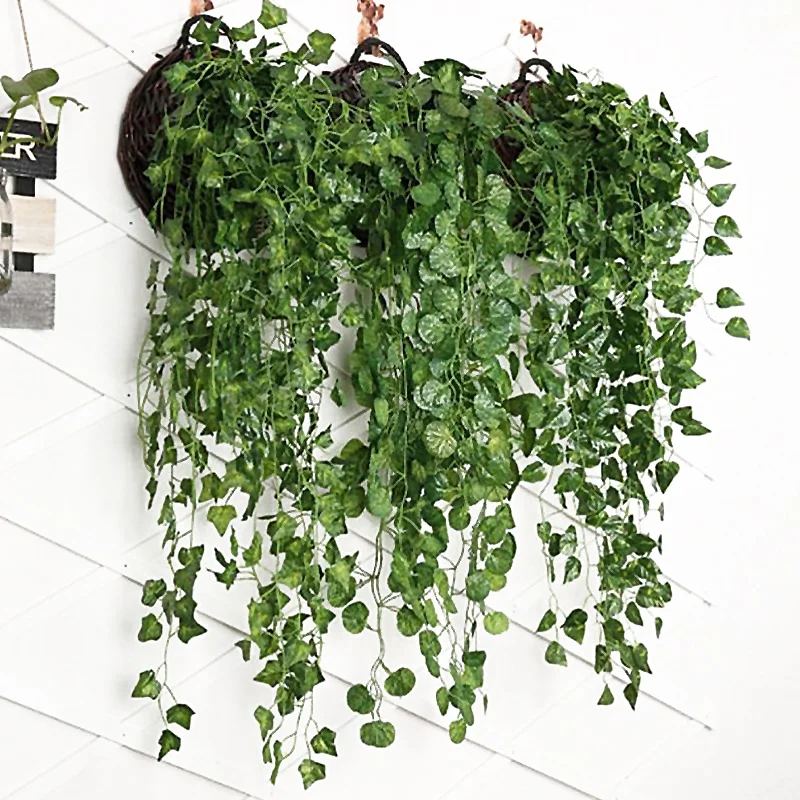 

90cm Artificial Green Plants Wall Hanging Ivy Leaves Radish Seaweed Grape Fake Flowers Vine Home Garden Wall Party Wedding Decor