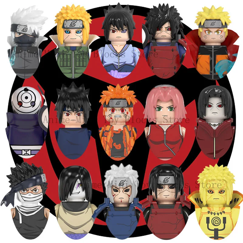

Anime Naruto Building Blocks Sasuke Kakashi Akatsuki Bricks Mini Action Figures Heads Assembly Toys Kids Birthday Gifts WM6109