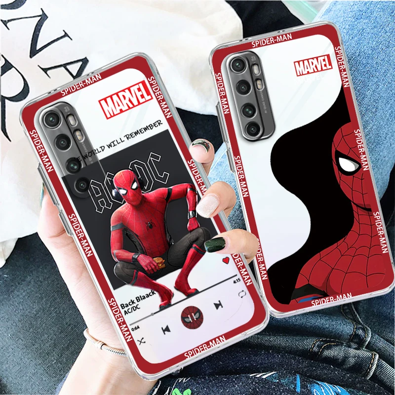 

Marvel Superhero Spiderman Art Transparent Phone Case For Xiaomi Mi 13 12T 12S 12X 12 11 11T 11i 10T 10 Pro Lite Ultra 5G Cover