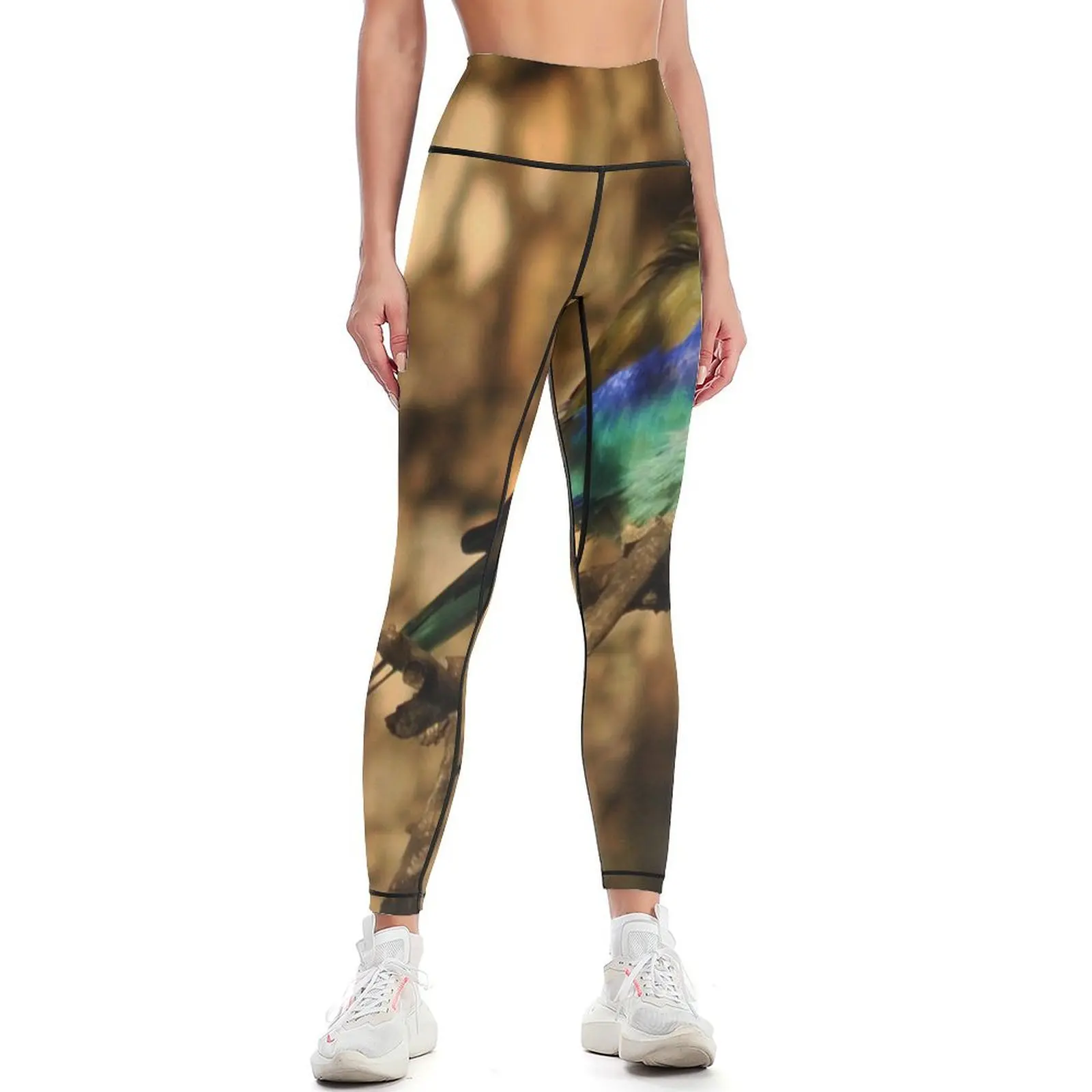 Женские леггинсы с высокой талией синие летние в африканском стиле