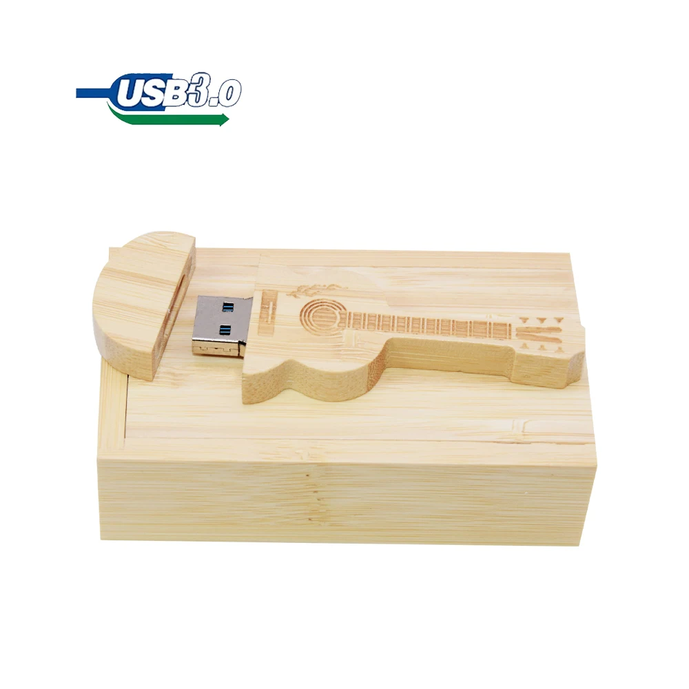 30pcs/lot Free Logo Music Pendrive 8GB Guitar shaped USB3.0 flash drive 16gb32gb Wooden Box Memory Stick Creative gift 64gb128gb