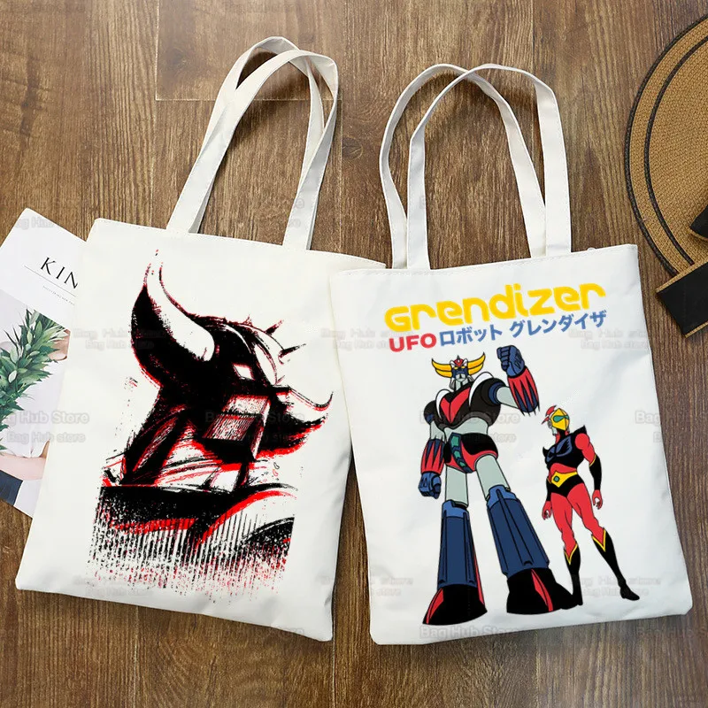 

Manga Goldorak Ufo Robo Shopper Bags Shopping Bag Tote Bag Anime Mazinger Grendizer Shoulder Bag Canvas Bags Large Handbag