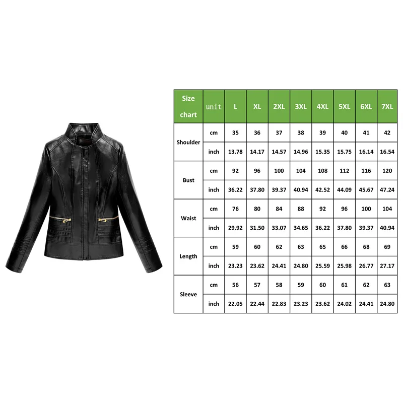 Coat Women L-7XL Short Slim Black Faux Leather Jacket 2022 Spring Autumn New Fashion Temperament Small Waterproof Moto Clothing enlarge