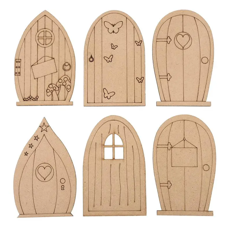 

6pcs Wooden Fairy Garden Door DIY Door Decoration Miniature Fairy Garden Signs