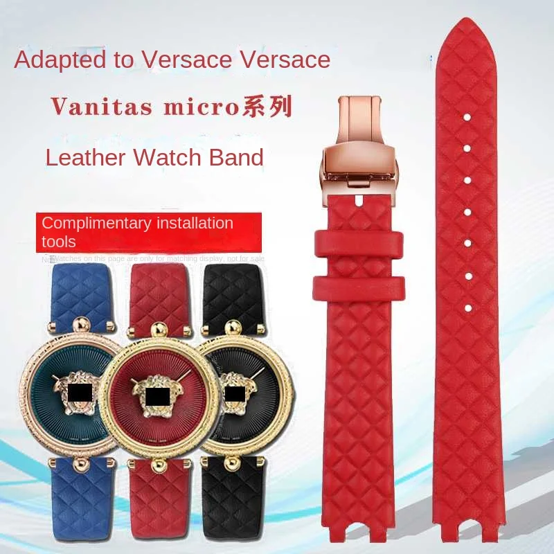 Фото Ремешок из натуральной кожи для часов Versace Vanitas Micro, мягкий удобный женский ремешок для часов с U-образным интерфейсом, аксессуары для часов, 16 мм №1